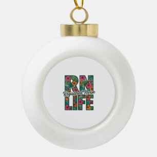 Registrierte Pflegekraft RN Life Floral Vektor Des Keramik Kugel-Ornament