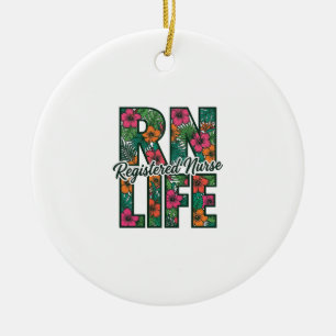 Registrierte Pflegekraft RN Life Floral Vektor Des Keramik Ornament