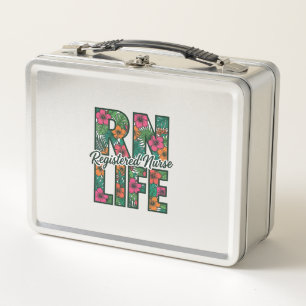 Registrierte Pflegekraft RN Life Floral Vektor Des Metall Brotdose