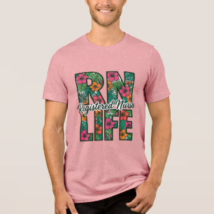 Registrierte Pflegekraft RN Life Floral Vektor Des Tri-Blend Shirt