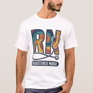 Registrierte Pflegekraft RN Vintage-Regenbogen-Vek T-Shirt
