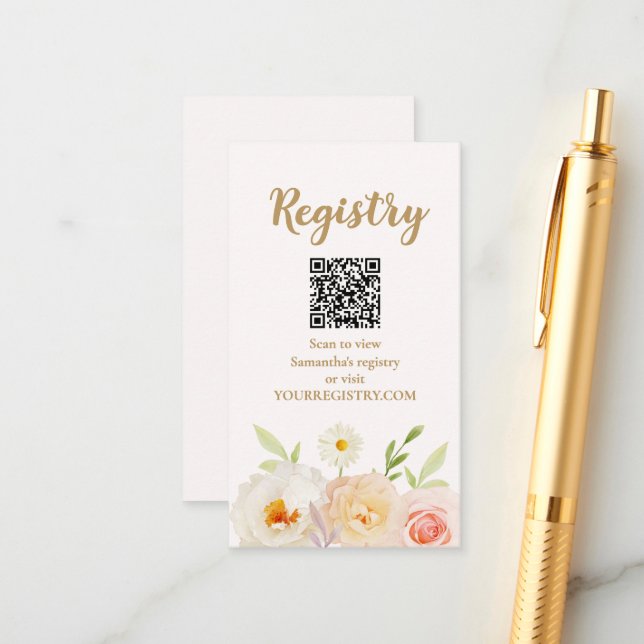 Registrierung des Brautparty Chic Blume Begleitkarte (Vorderseite/Rückseite Beispiel)