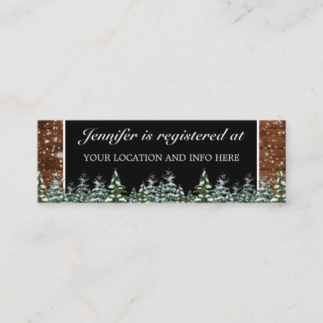 Registrierung des Brautparty für den Schneewald Mini Visitenkarte (Vorderseite)