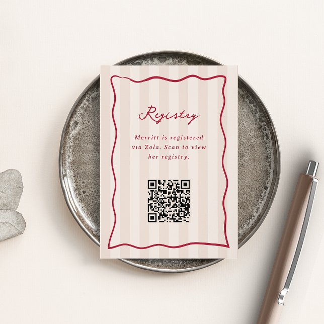 Registrierung des rosa und roten Streifen-Brautpar Begleitkarte (Von Creator hochgeladen)