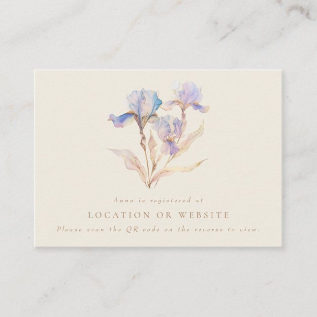 Registrierung für Aquarellfarben-Iris-Kinderdusche Begleitkarte (Vorderseite)