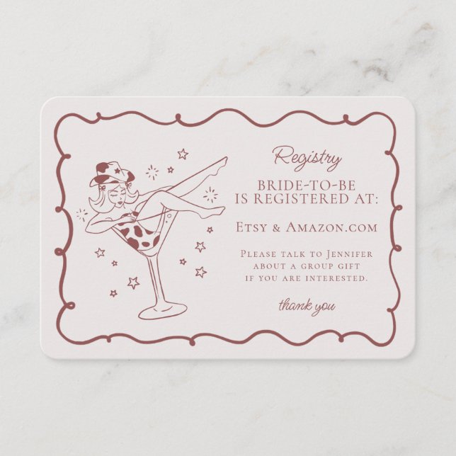 Registrierung für Burgund-Cocktails und Cowgirls Begleitkarte (Vorderseite)