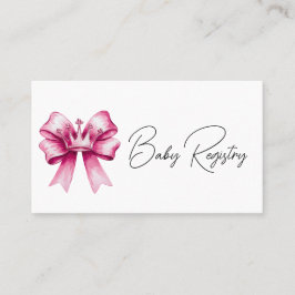 Registrierung für rosa Bow & Crown Baby Showroom Visitenkarte