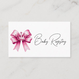 Registrierung für rosa Bow & Crown Baby Showroom Visitenkarte