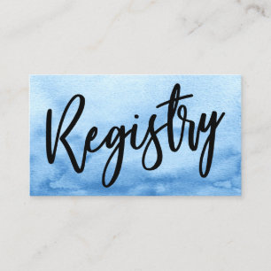 Registrierung lässiger Handschriften Blue Watercol Begleitkarte