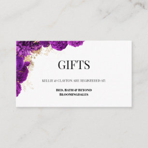 Registrierung lila und goldener Blumengeschenke Begleitkarte