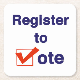 Registrierung zur Abstimmung 2026 Rechteckiger Pappuntersetzer