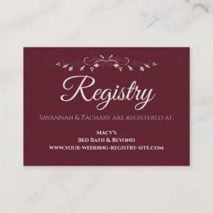 Registrierungskarte für Burgund & Gray Wedding Begleitkarte