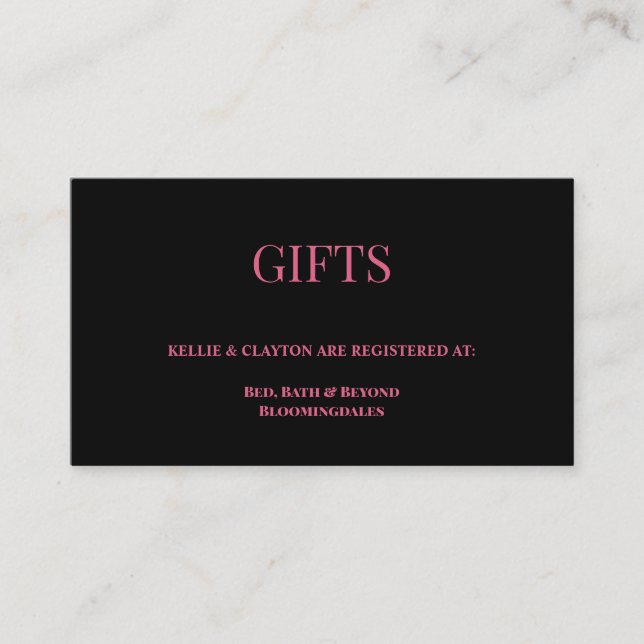 Registrierungskarte für Schwarz/Weiß-Geschenk Begleitkarte (Vorderseite)