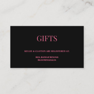 Registrierungskarte für Schwarz/Weiß-Geschenk Begleitkarte