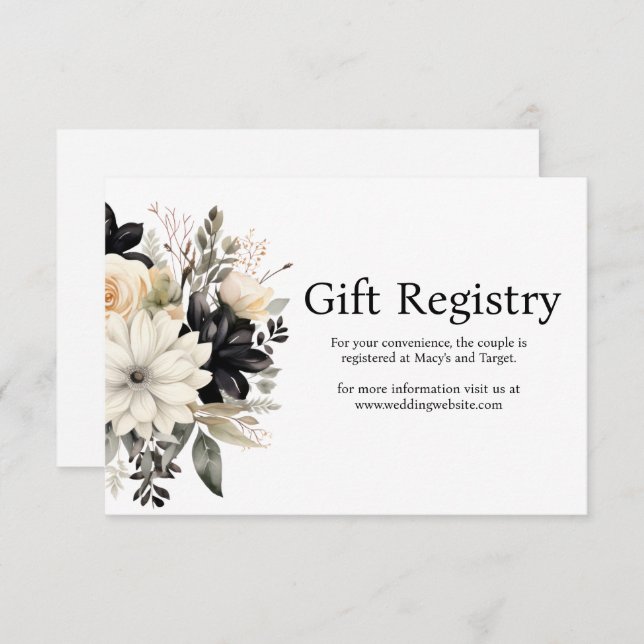 Registrierungskarte für Schwarz-Weiß-Hochzeiten Begleitkarte (Vorne/Hinten)