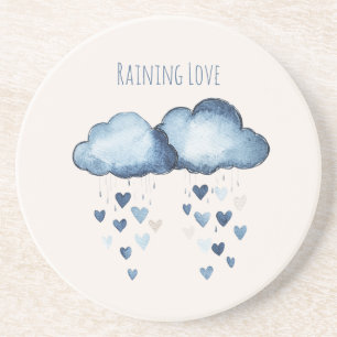 Regnende Liebe Blaue Wolken Herzen Getränkeuntersetzer