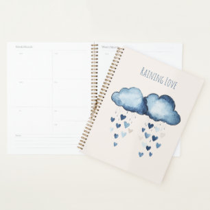 Regnende Liebe Blaue Wolken Herzen Planer