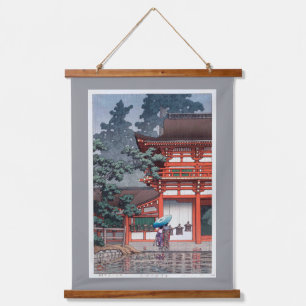 Regnerischer Kasuga-Schrein in Nara, Hasui Kawase Wandteppich Mit Holzrahmen