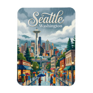 Regnerischer Tag in Seattle Washington Magnet