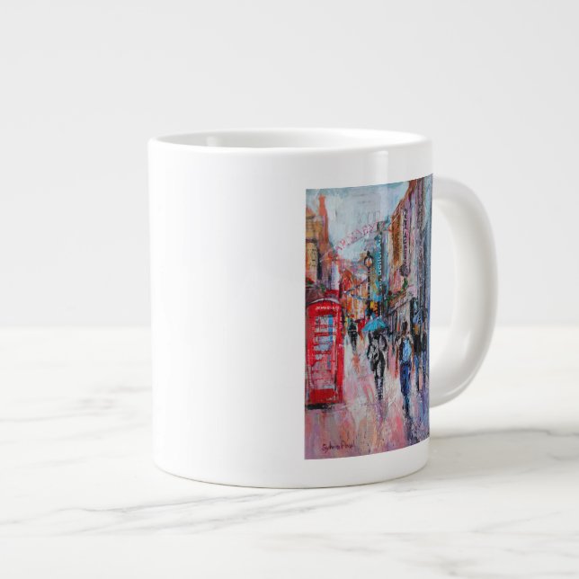 Regnerischer TagCarnaby Straße Jumbo-Tasse (Vorderseite Rechts)