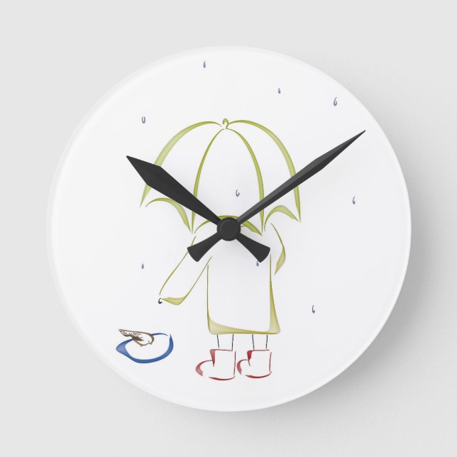 Regnerischer Tagespfütze Runde Wanduhr (Vorderseite)