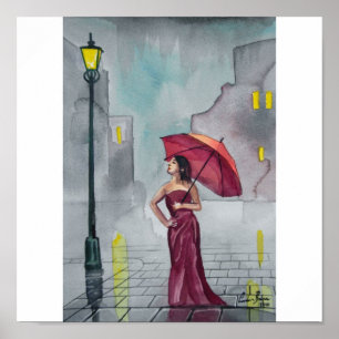 REGNERISCHER TAGESrot-REGENSCHIRM Poster