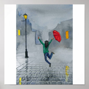 REGNERISCHER TAGESrot-REGENSCHIRM Poster