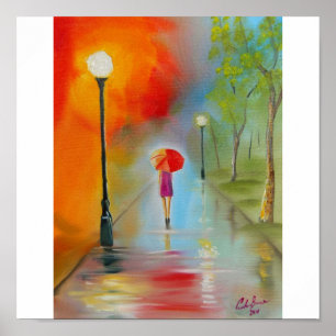 REGNERISCHER TAGESrot-REGENSCHIRM Poster