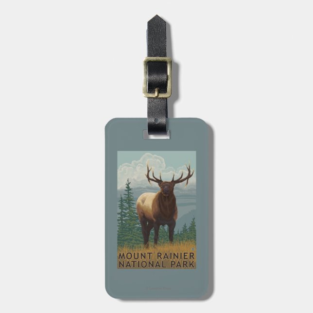 Regnerischerer Nationalpark, WashingtonElk Szene Gepäckanhänger (Vorderseite vertikal)