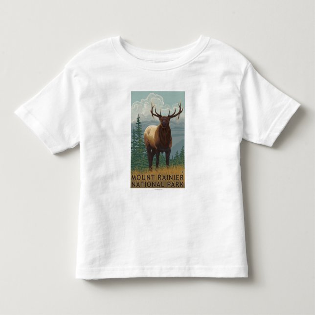 Regnerischerer Nationalpark, WashingtonElk Szene Kleinkind T-shirt (Vorderseite)