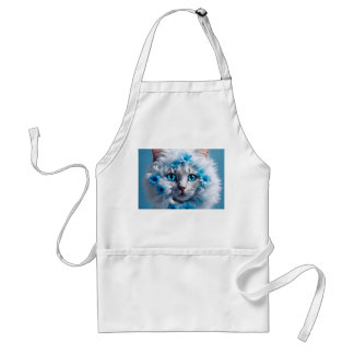 Regular Size apron white with white cat beautiful Schürze