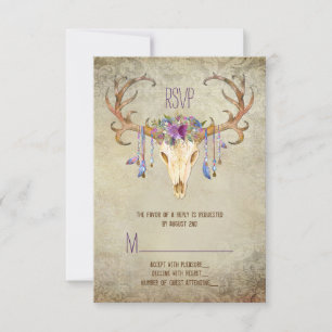 Reh Antler Skull Southwestern Wedding RSVP
