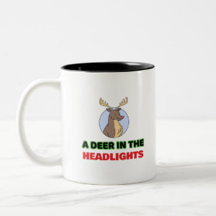 Reh im Scheinwerferlicht Tier Wortspiel Zweifarbige Tasse