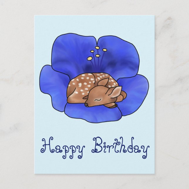 Reh in Blüte Postkarte (Vorderseite)