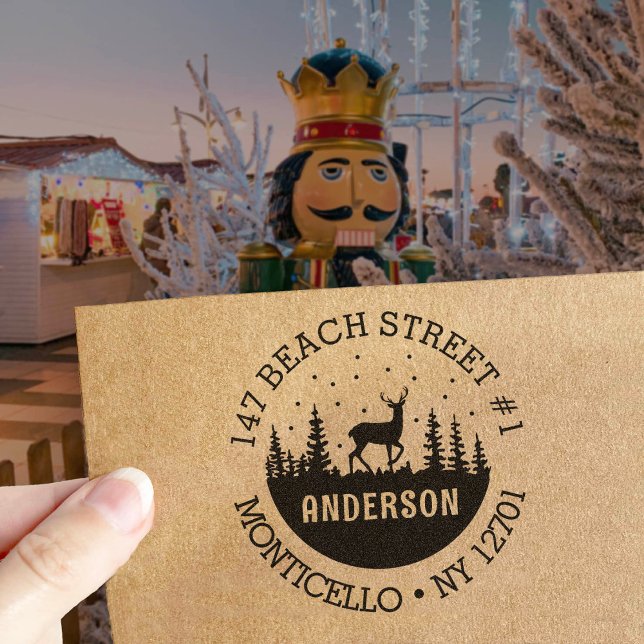 Reh in the Woods Winter Holiday Address Permastempel (Von Creator hochgeladen)
