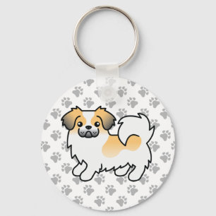 Reh-Sable-Parti-Farben Tibetan Spaniel Süßer Hund Schlüsselanhänger