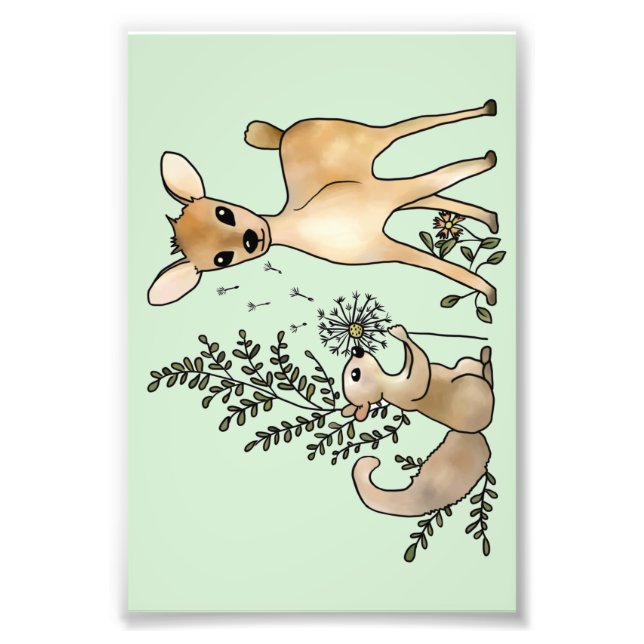 Reh und Eichhörnchen  Fotodruck (Vorne)