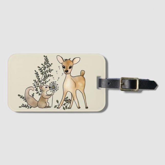 Reh und Eichhörnchen  Gepäckanhänger (Vorderseite (Horizontal))