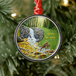 Reh und Hirsch Premium-Rundum Ornament Aus Metall