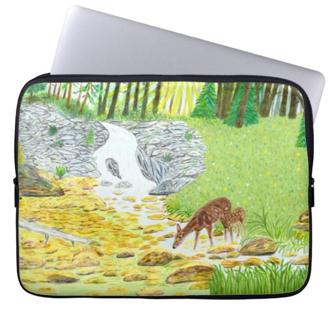 Reh und Hirschkalb Laptopschutzhülle (Vorderseite)