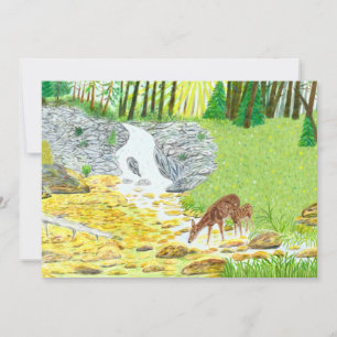 Reh- und Hirschkuh-Flat-Card Karte
