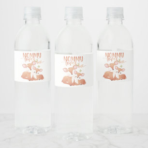Reh und Hirschkuh-Mama liebt mich Wasserflaschenetikett