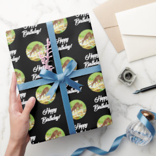 Reh und Hirschkuh Schwarz Geschenkpapier