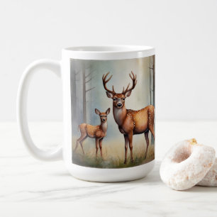 Reh und Kitz in Waldlicht Landschaft Kaffeetasse
