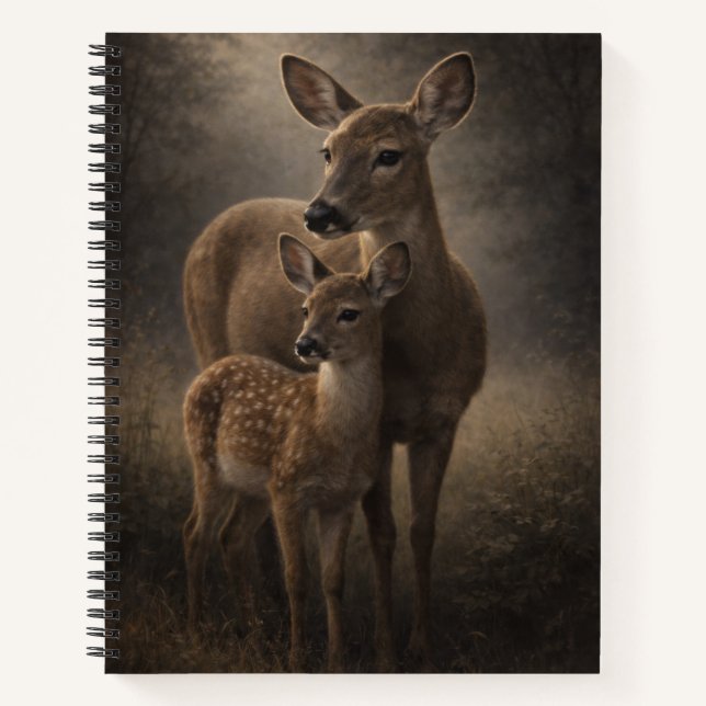Reh und Kitz | Wildtier Kunst | Notizbuch (Vorderseite)