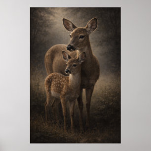 Reh und Kitz   Wildtierkunst   Poster