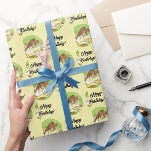 Reh und Rehkitagelb Geschenkpapier