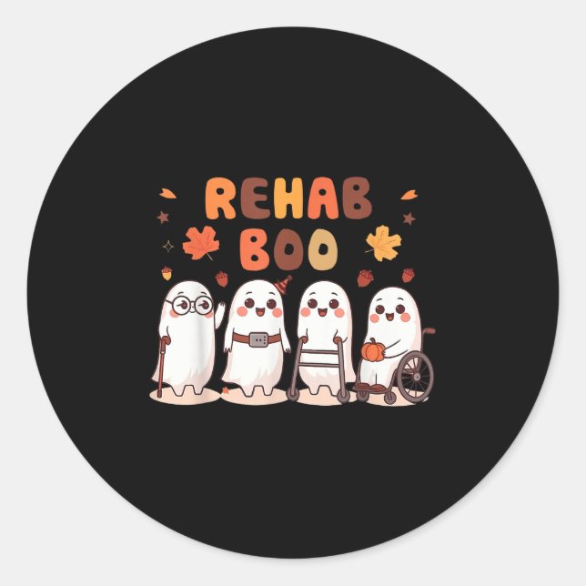 Rehab Boo Halloween Fun Ghost Physical Therapy Ot  Runder Aufkleber (Vorderseite)