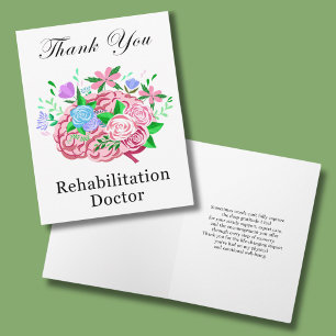 Rehabilitationsarzt Danke Gehirn mit Blumen Karte