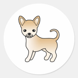 Rehbrauner Chihuahua mit glattem Fell, süßer Carto Runder Aufkleber
